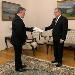 Вручение консульского патента Ференцу Леберу, назначенному почетным консулом России